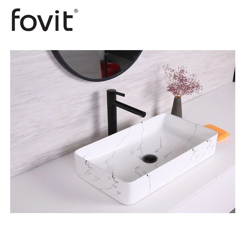 Modern Style Rectangular Artistic Basin Bathroom Vanity Porcelain Lavabo Guaranteed Quality Sanitary Ware