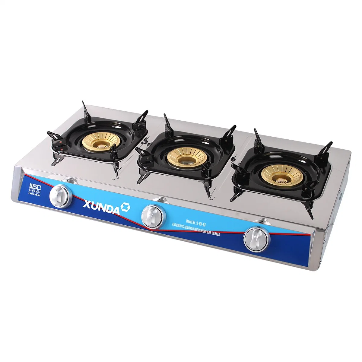 Xunda Table Top Gas Stove 3 Burners Gas Stove Kitchen Gas Cooker Stainless Steel Stove