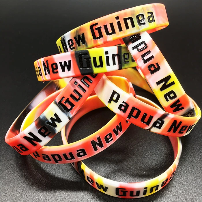 OEM Custom Debossed Embossed Printed Silicone Rubber Wristbands Bracelets for Promotion