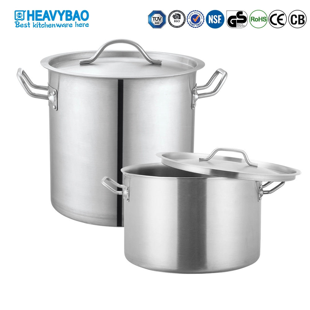 Heavybao 32L Stockpot en acier inoxydable pliés sans boucle de RIM