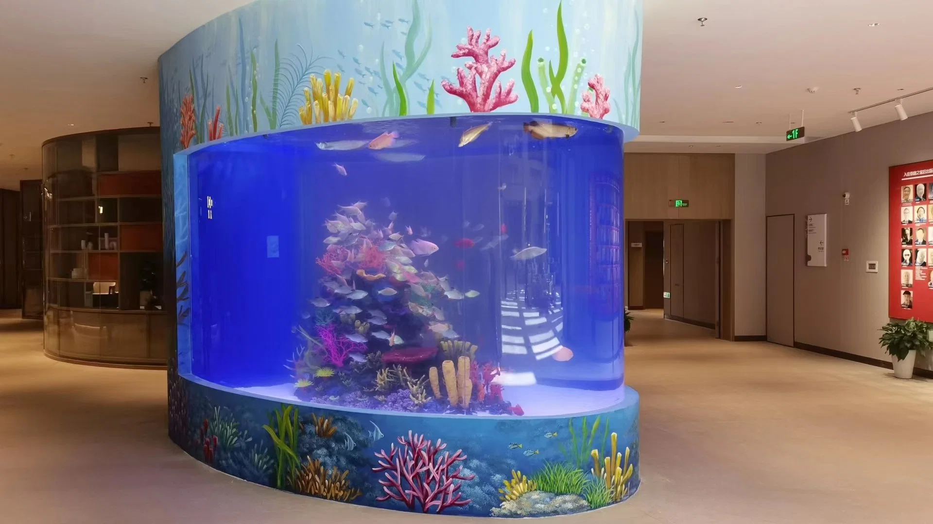 Grand Aquarium de poissons en acrylique personnalisé