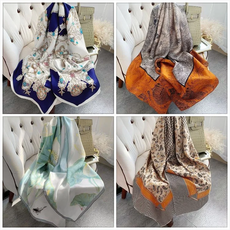 18 Momme High quality/High cost performance  Satin Silk Fancy Scarf for Ladies