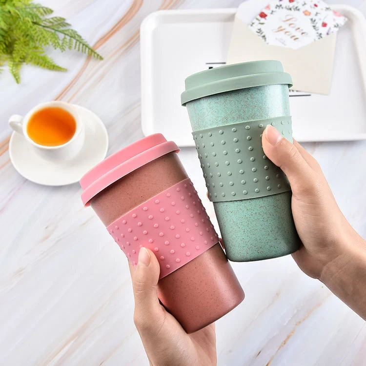 450ml Coffee Cup Bamboo Fiber Cup Silica Gel Cover Coffee Cup