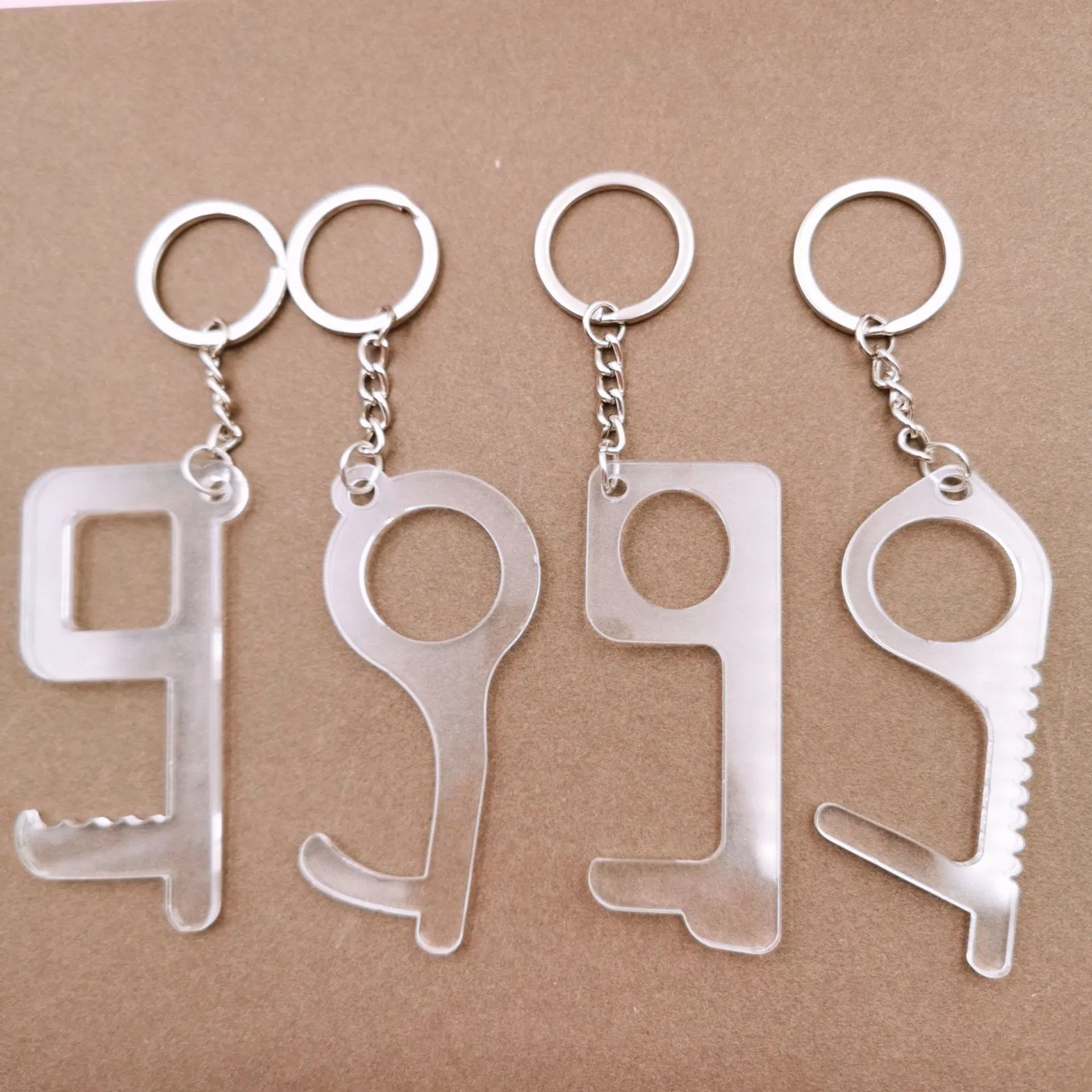 Hygiene Hand Antimicrobial EDC Door Acrylic Opener Portable Press Elevator Tool Avoid Contact Door Handle Key Quarantine Virus Acrylic Keychain