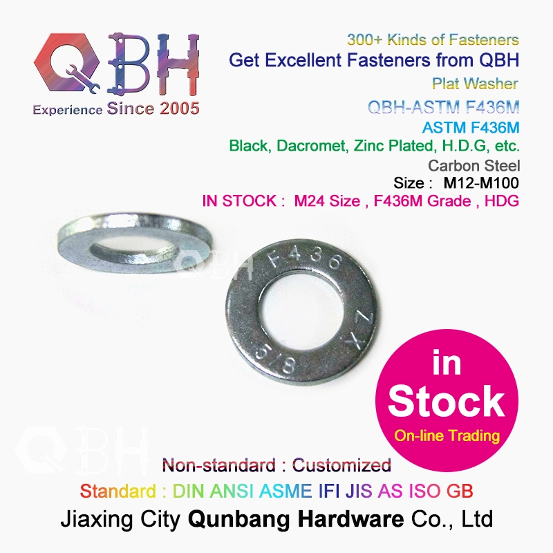 Qbh ASTM F436/F436m Steel Structure 1/2 to 1-1/2 Inch Steel Carbon Steel HDG/Black Metal Flat Round Washer