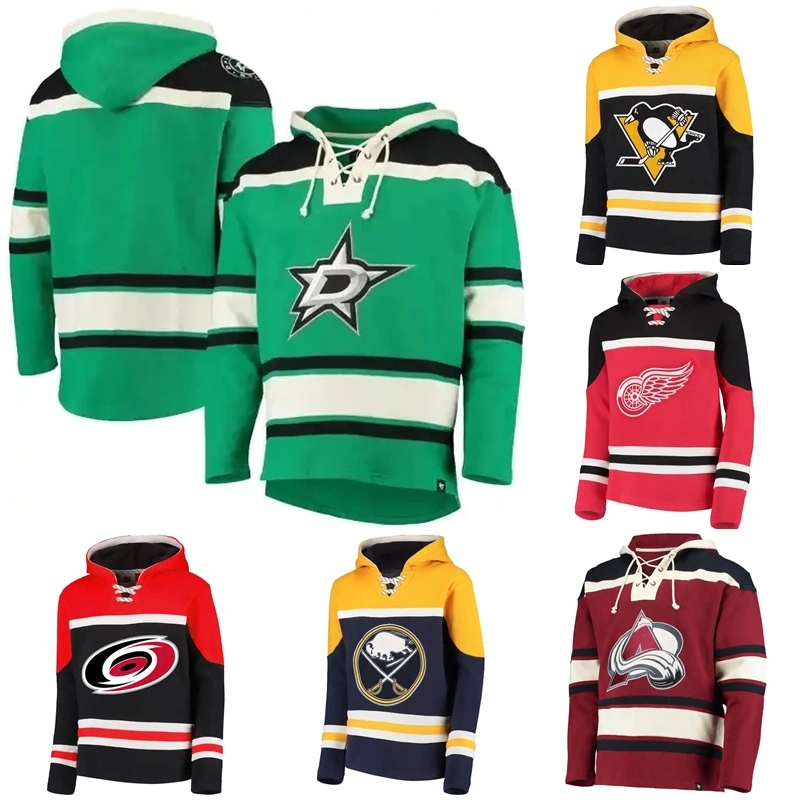 Custom Blank Hockey Hoodie Jerseys Sublimated Embroidery Logo Hockey Sweatshirt Hoodies Player Lacer Pullover Pullover Casual Hoodie