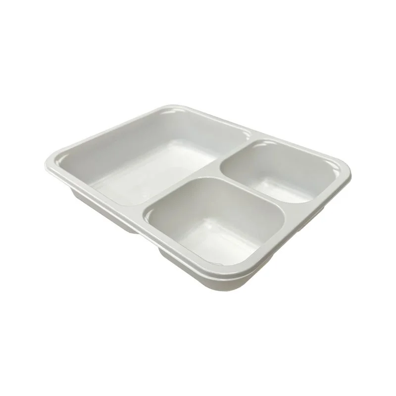 Hsqy Eco-Friendly comida de plástico da bandeja do recipiente de alimentos à prova de vazamento Branco Bandejas Tcpe 1000ml com Pet/Películas de PE