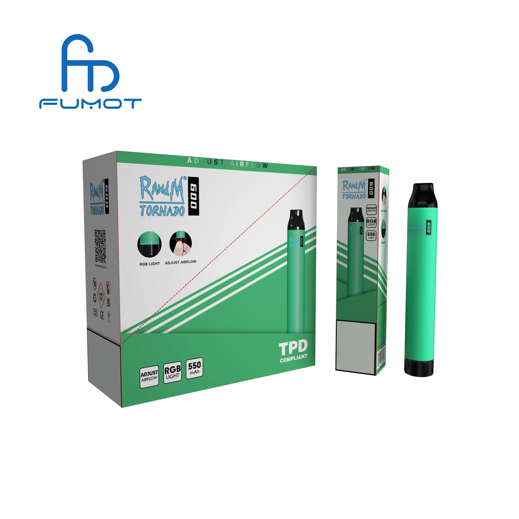 Mini-cassete de papel Randm 2 ml tornado 600 Puffs descartáveis e-CIG