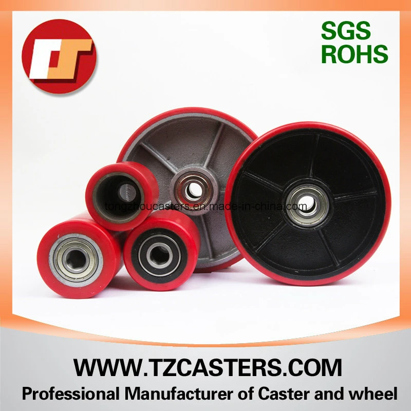 Polyurethan-Rad mit Gusseisen mit Rippen, Pallet Truck Wheel