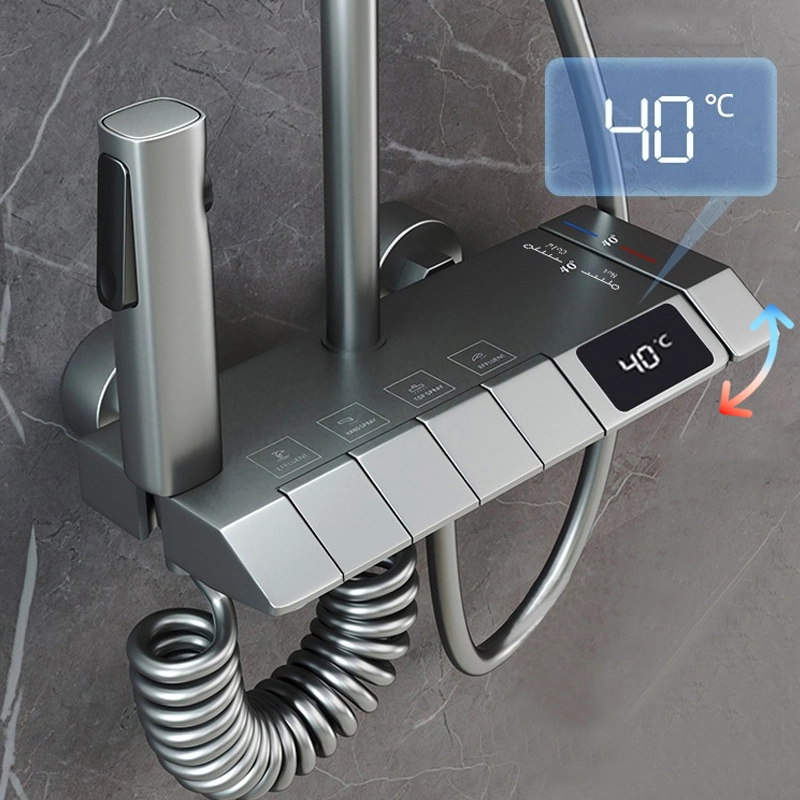Juego de ducha digital blanco conjunto de ducha termostática completo con bidet Pulverizador 12" lluvia alta presión cabezal de ducha Kit de ajuste