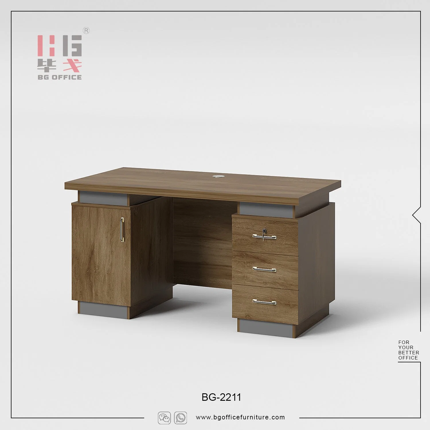 Melamine Home Office Furniture 1.2/1.4m Small Table Wooden Staff Desk with Drawer