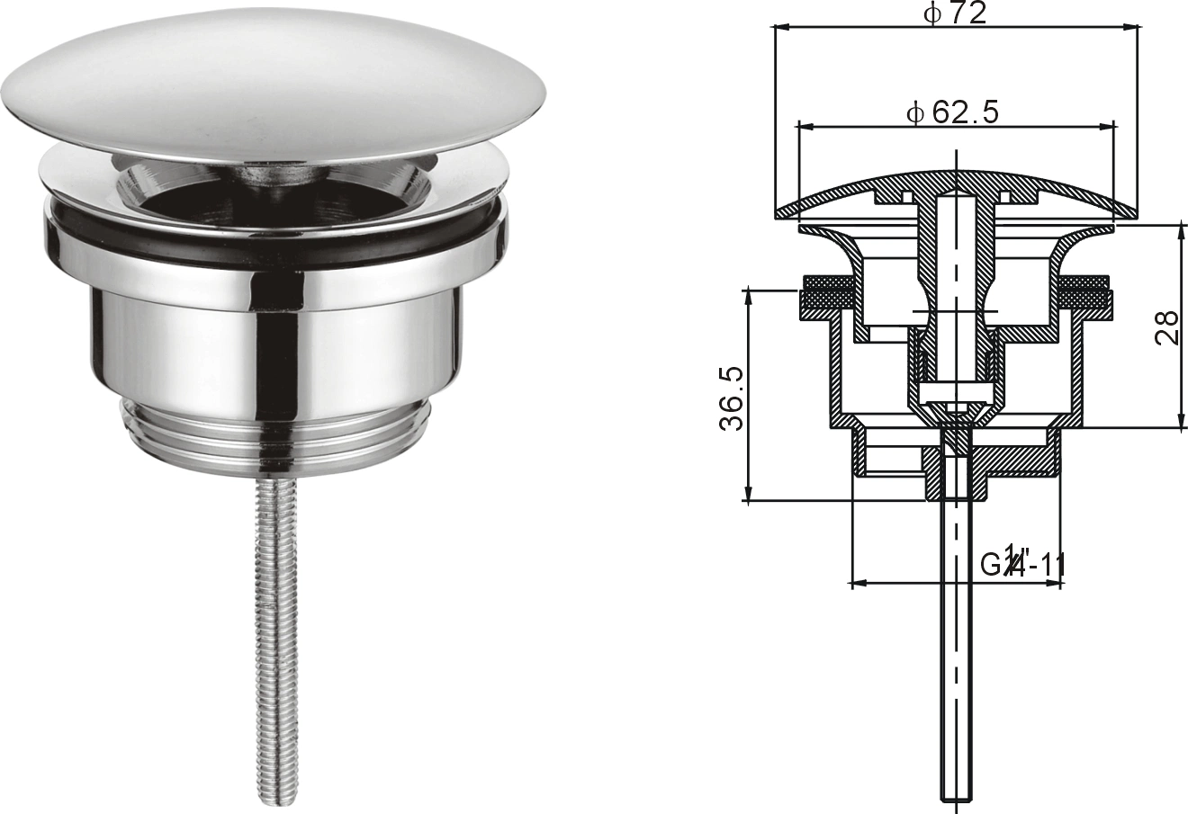 Push Down Pop up Waste High quality/High cost performance  Drainage Pipe Fittings Water Drain