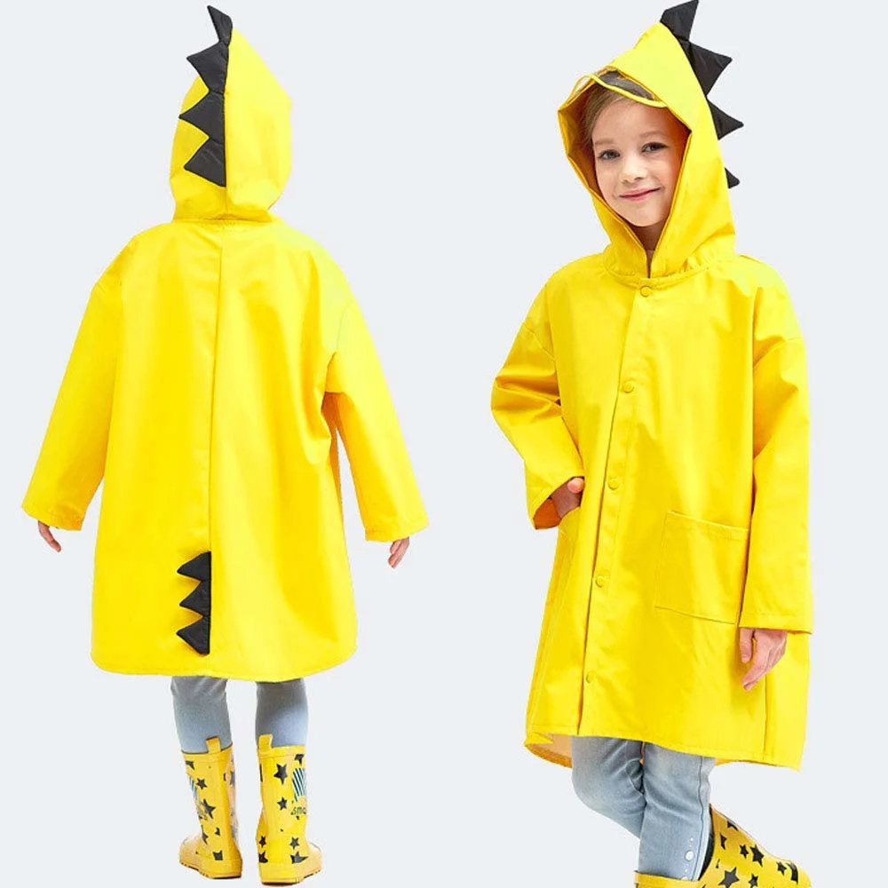 Kids Rain Coat, 3D Cartoon Dinosaur Children Toddler Rainwear Jacket Poncho for Boy Girl