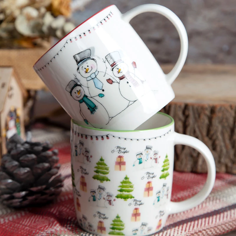 New Bone China 12oz Christmas Coffee Mug Cup Bowl Stackable Mug for Promotion