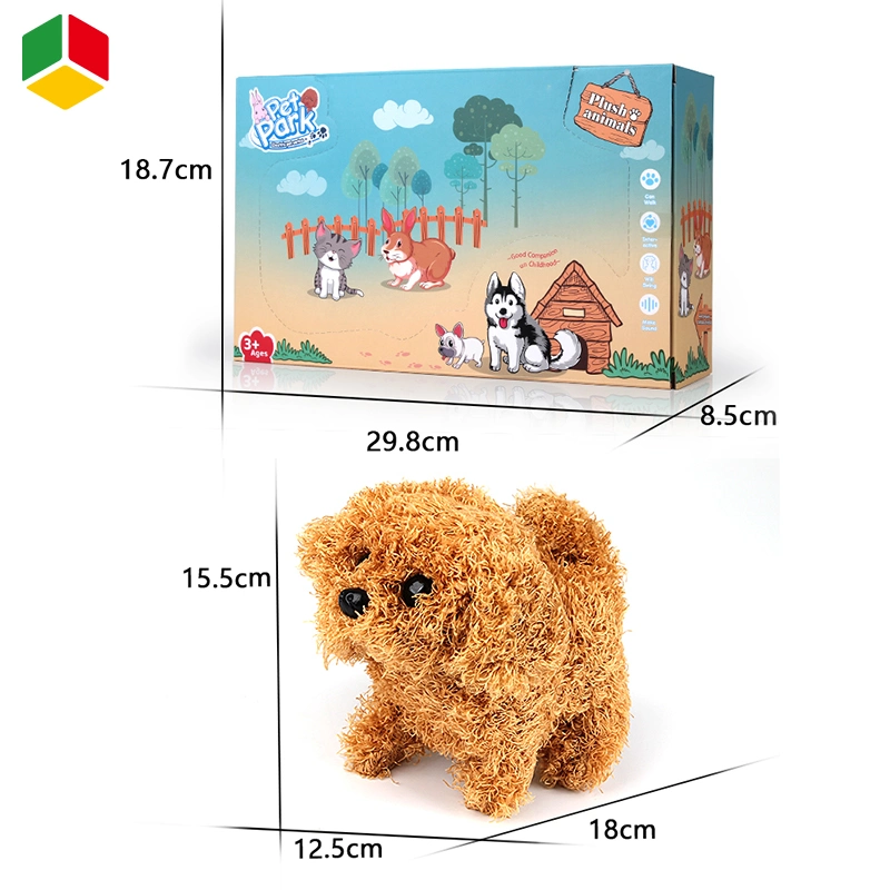 QS OEM Lovely Design Kids Gift Realistic Electric Pet Park Toy Simulation Stuffed Dog Walking Early Learning Children Educational Plush Animal Toys