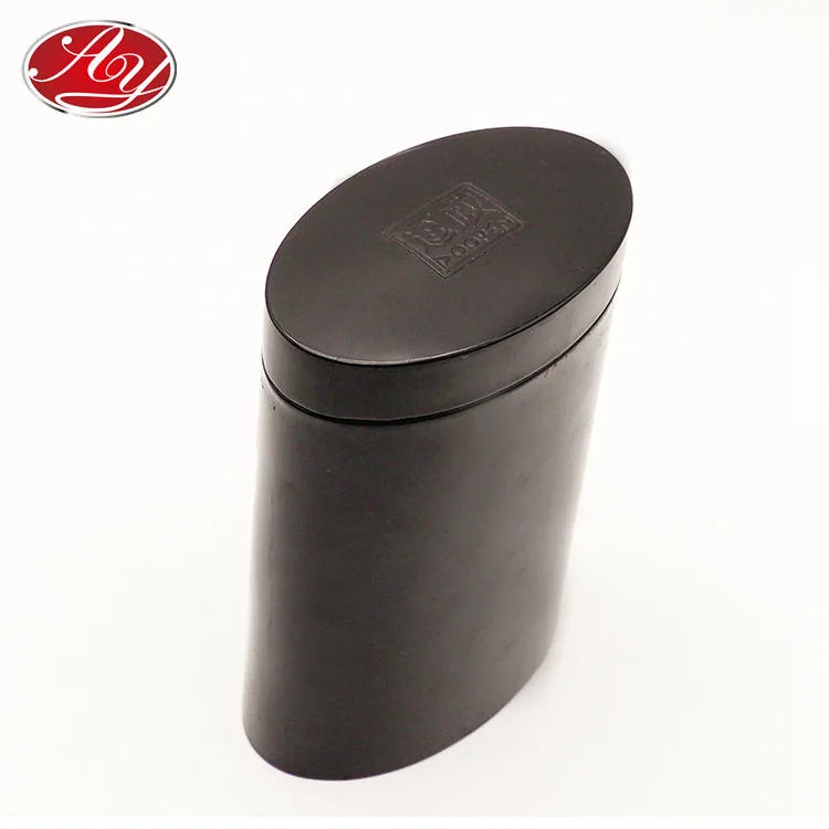 Oval Tea Coffee Bean Food Gift Metal Black Storage Packaging Tin Can