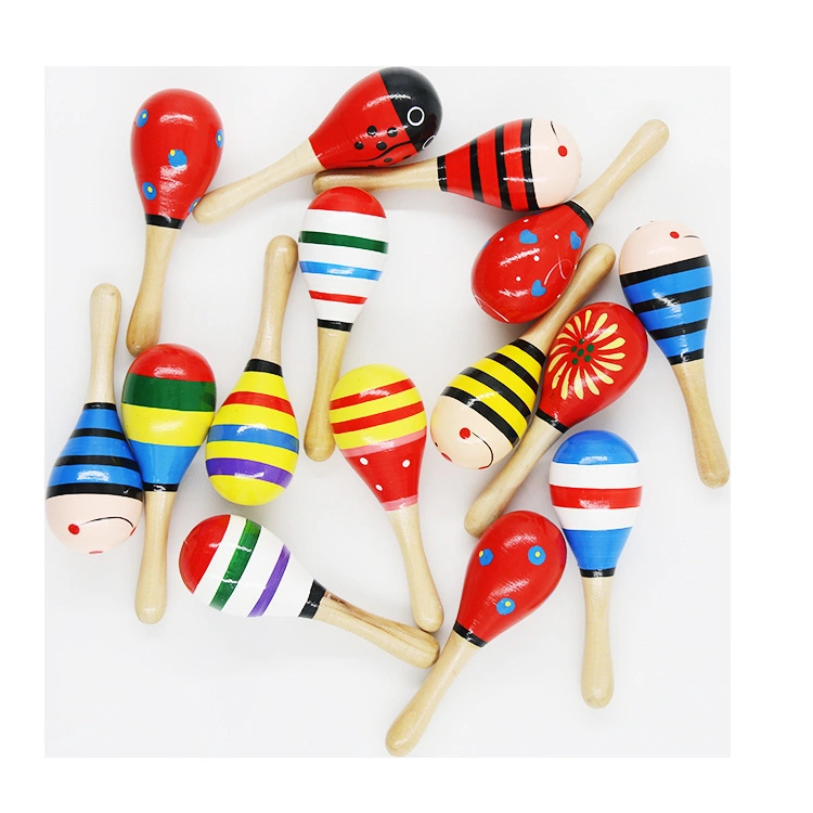 Suportes de madeira Montessori brinquedos para bebés Educacional Maracas musicais