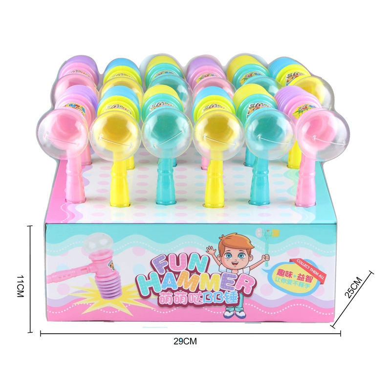 OEM/ODM Promotion Fun Noise Maker Handle Hammer Candy Toy Kids Plastic Noisy Whistle Hold Sugar Toy Funny Toy Hammer