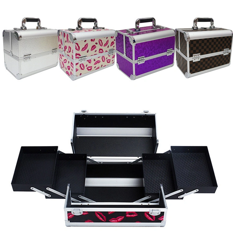 Wholesale/Supplier Aluminum Alloy Makeup Case Double Open Tattoo Nail Beauty Eyelash Toolbox