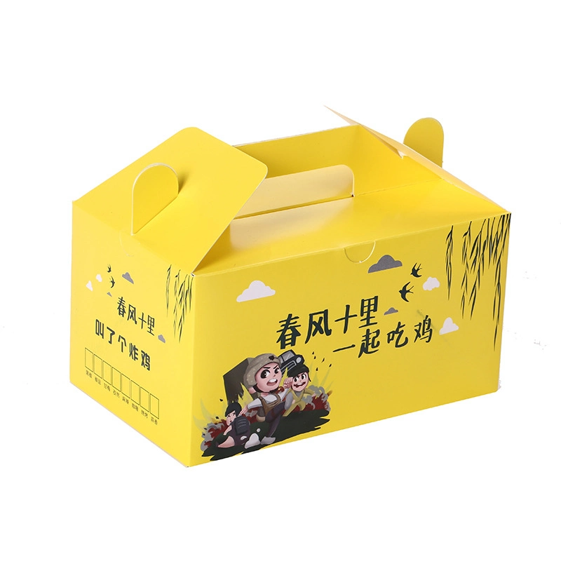 Wholesale Custom Logo Printed Store Take Away Food Packaging Cardboard Box with Handle