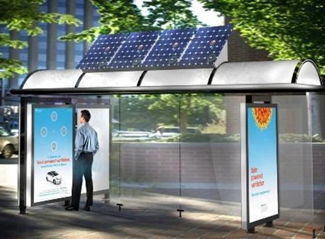 High quality/High cost performance Tempered Glass Solar Power Bus Stop Shelter