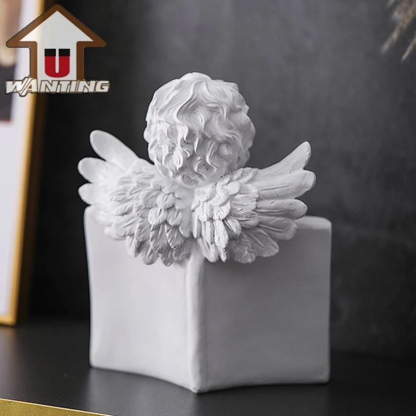 Retro Harz Engel Schnitzerei Tischschmuck Cherubs Gebet Home Dekoration Weihnachtsgeschenk