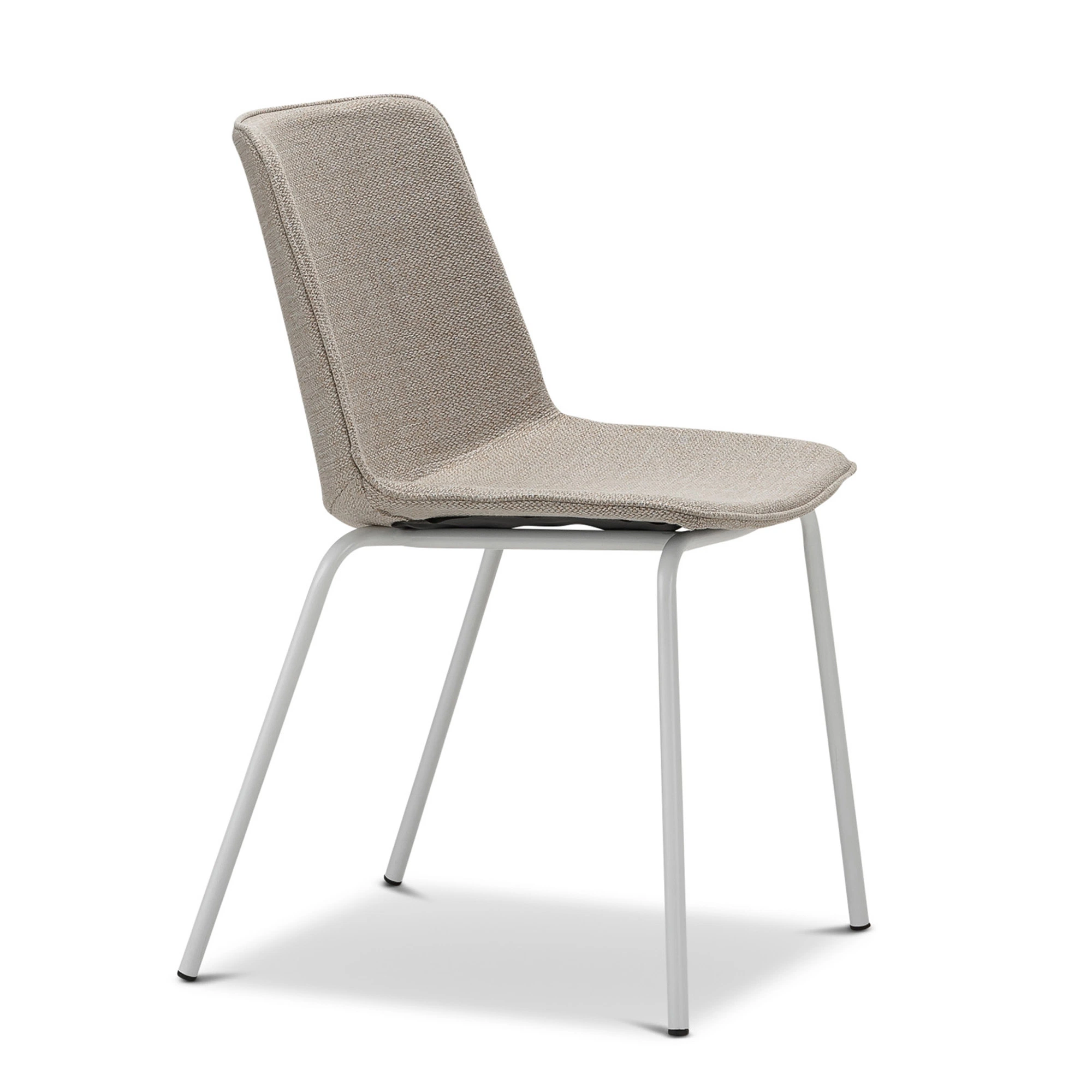 Durable Steel Tube Legs Upholstered Beige Fabric Seat Chair for Restaurant/Living/Home/Dining