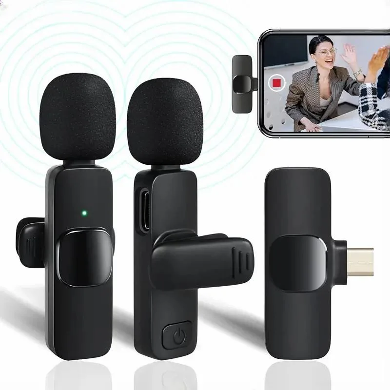 Novo microfone Lavalier sem fios Mini Mic de gravação de vídeo áudio portátil Para telefone Android transmissão em direto, microfone do telefone