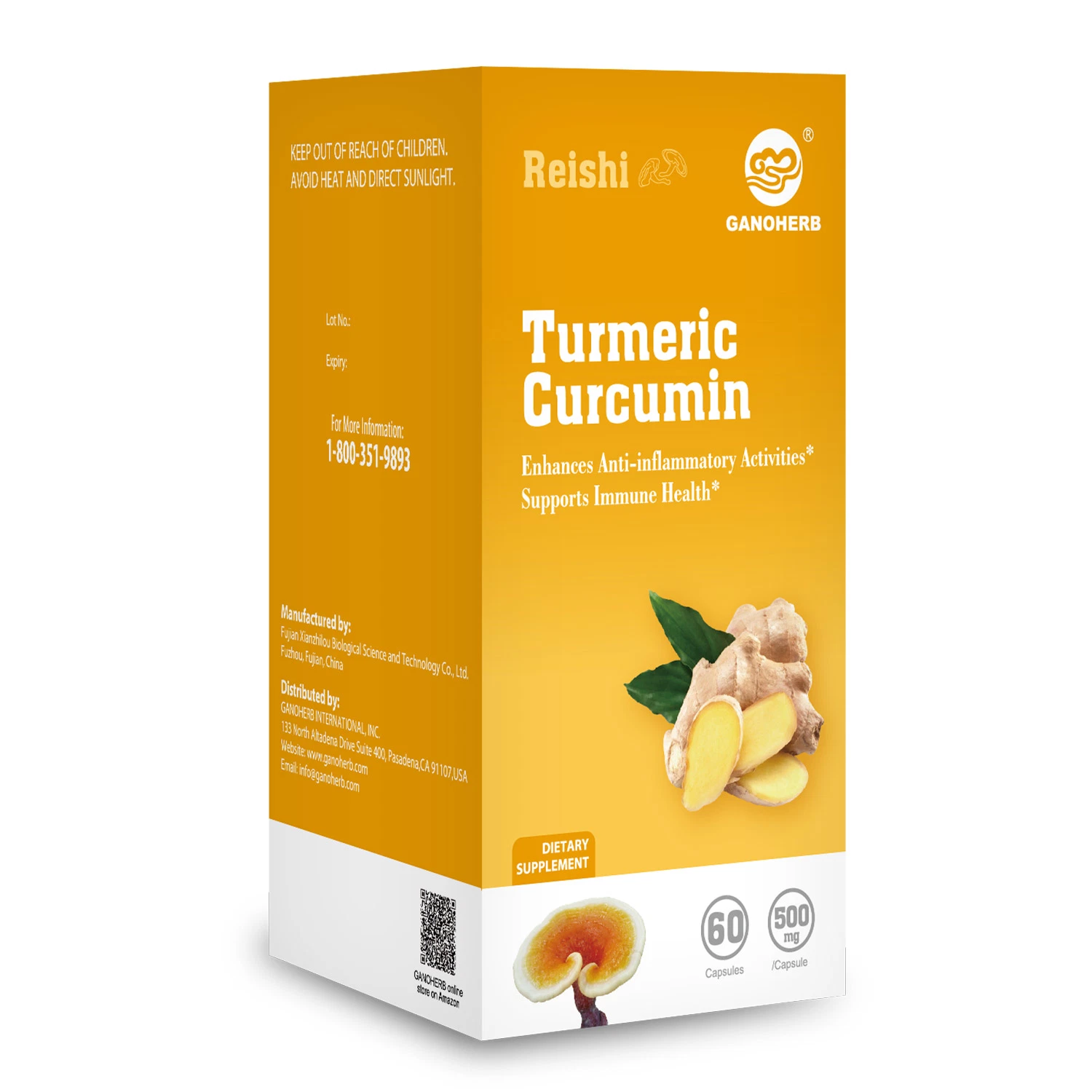 Reishi Herbal Turmeric Curcumin Capsules for Premium Pain Relief