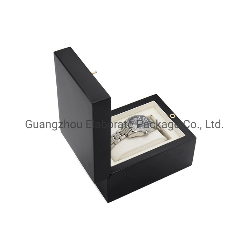 Wholesale/Supplier Small Black Piano Finish Men MDF Wood Watch Gift Packaging Case with Pillow