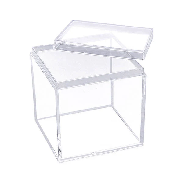 Best Seller Perspex UV Print Neon Cuboid Customize Small Clear Plastic Wedding Acrylic Candy Bin Favor Cube Box Display for Gift