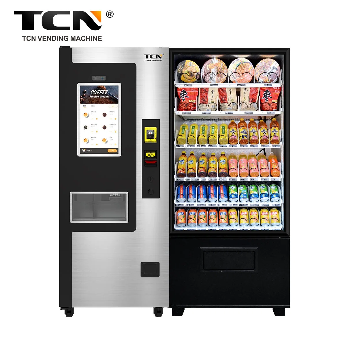 Tcn Combo máquina expendedora de café de máquina expendedora de bebidas y tapas para la venta