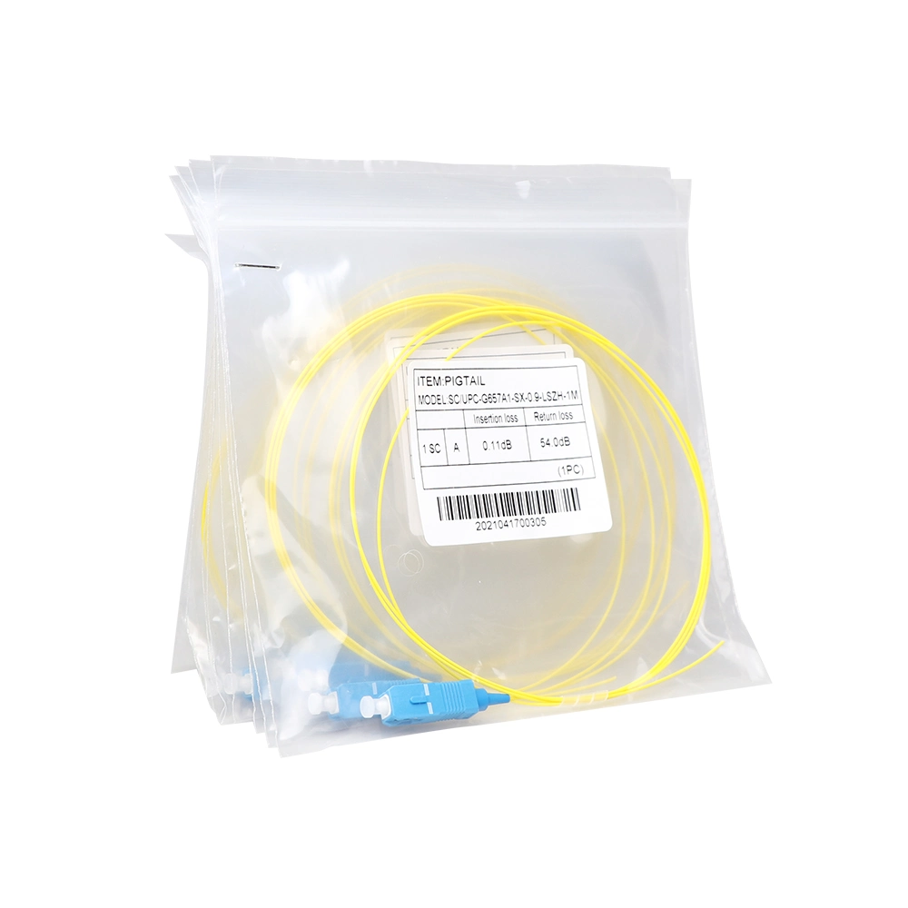 0,9mm G657A1 SM SX LWL-Pigtail 1m SC-Pigtail Singlemode-Glasfaser Sc/Upc-Anschlusskabel