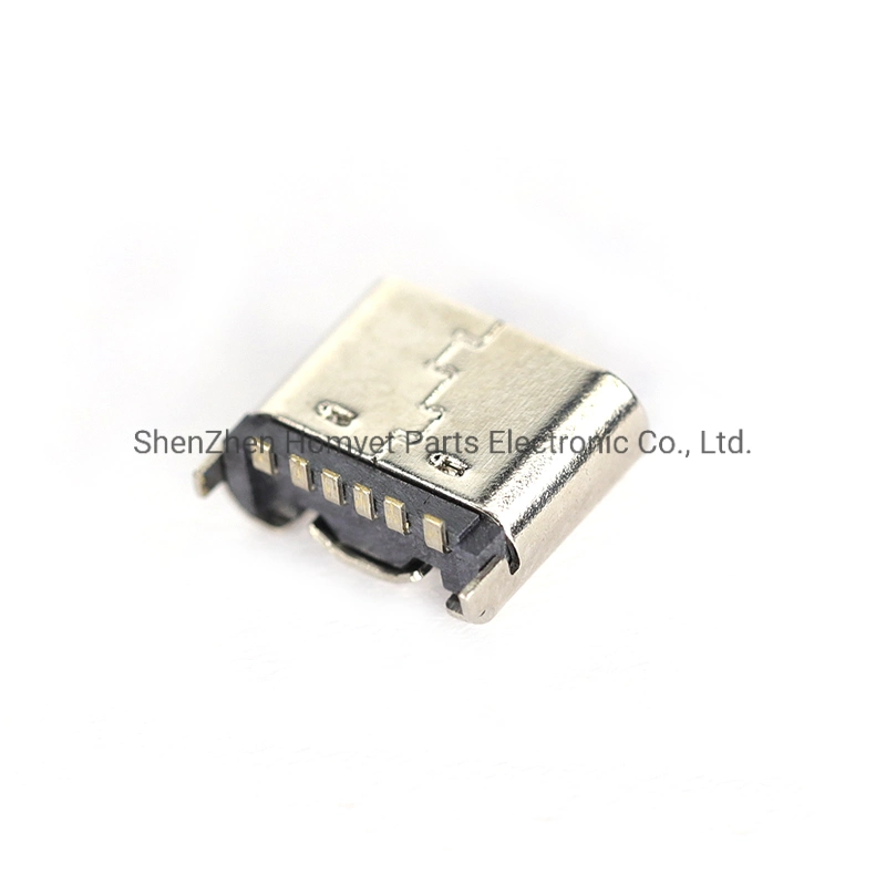 3.1 USB Connector Female Base 6p Vertical Gold-Plated Pin Charging