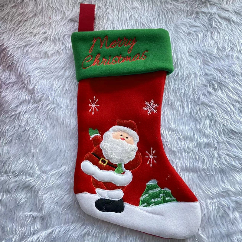 Cartoon Christmas Stocking Gift Christmas Snowman Pattern Christmas Decoration Pendant Gift