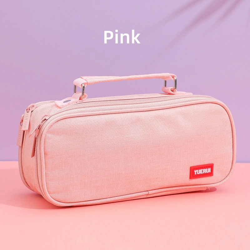 Pink Oxford Cloth Pencil Bag Colourful Large Storage Pencil Case Pen Bag with Zipper Big Capacity Pouch Organizer