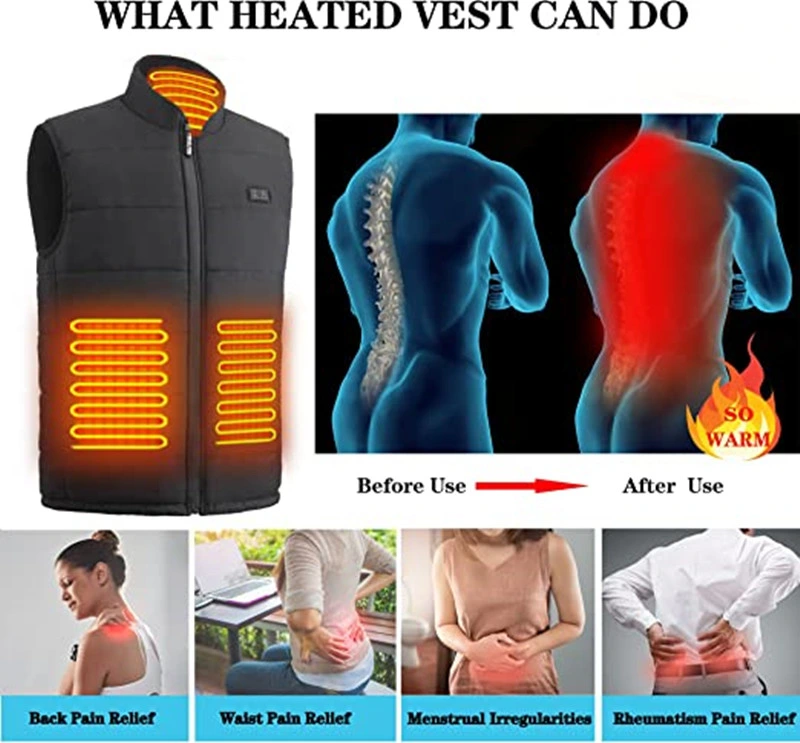 USB Heated Vest Intelligent Heating Waistcoat Thermal Warm Clothing Outdoor Camping Hiking