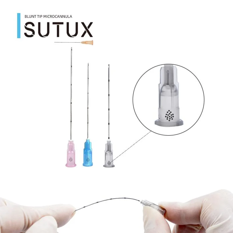 Sutux CE Certification Dermal Filler Micro Cannula 18 21 22 23 25 27 Gauge Needle for Ha Filler Syringe