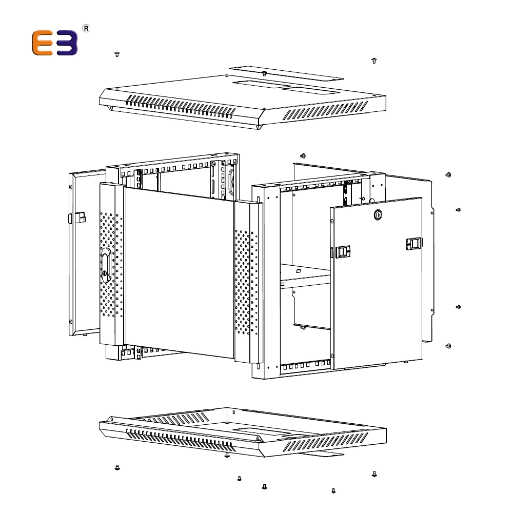 Wall Mounted Rack Cabinet with Arc Perforated Door Frame Wall Network Rack