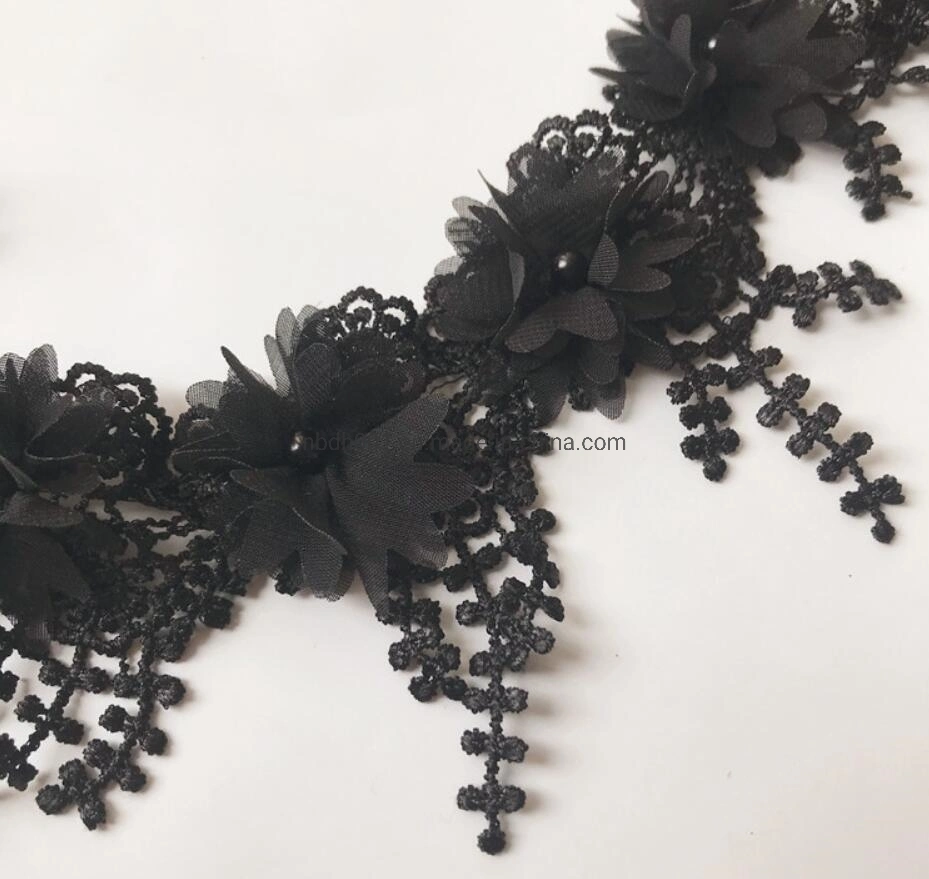 New Polyester Silk DIY Plus Double Chiffon Lace Textile Accessories Water Soluble Embroidery Pearl Lace