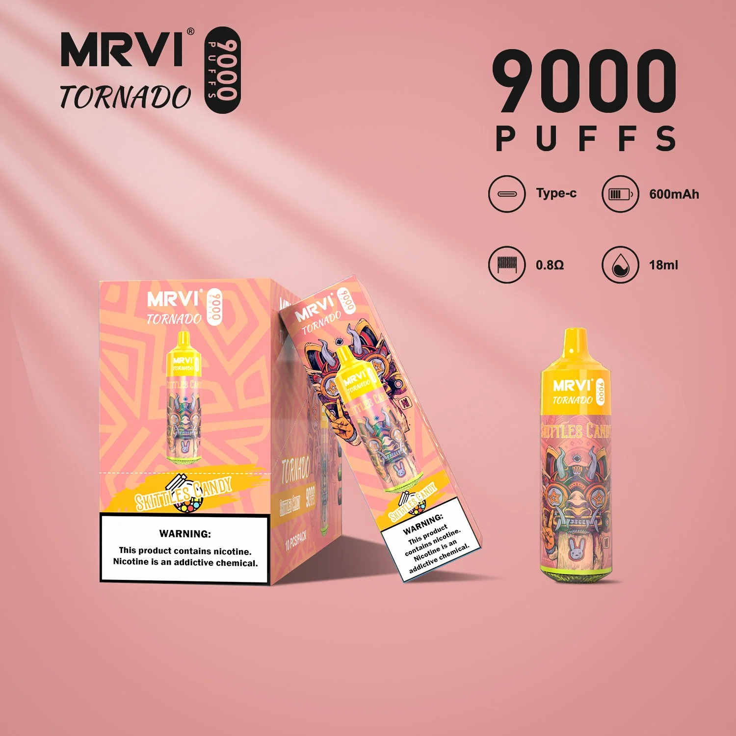 Одноразовые манжеты Vape Pen Mrvi Tornado 9000 0%2%3%5% 10 ароматов В Stcoks Type-C перезаряжаемый одноразовый Vape Free Ship в США&amp; EU Randm Tornado 7000 puffs