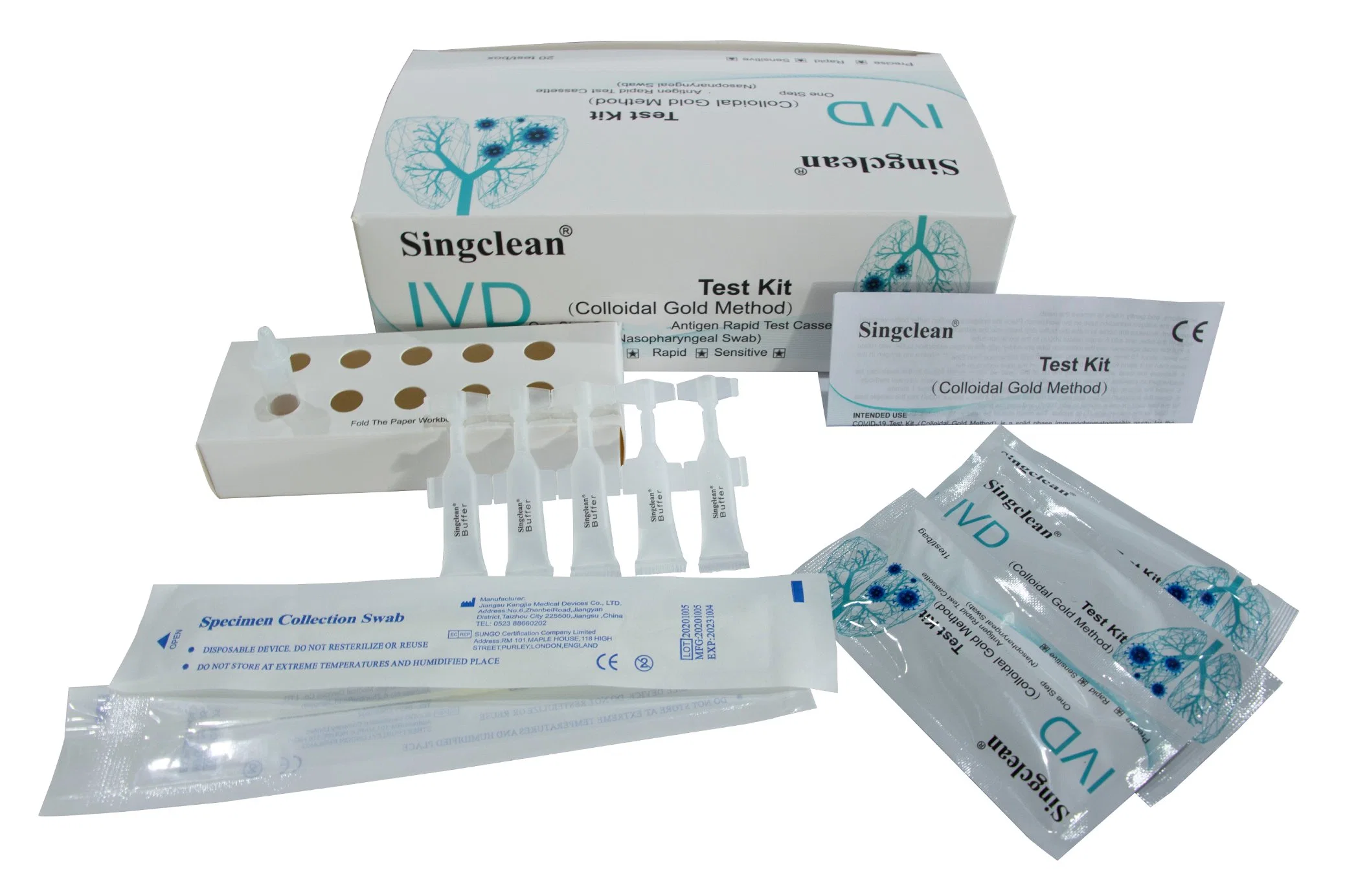 Virus SingClean Nasal Multi-Specification Antigen Nasopharyngeal Swab bandelette de test pour Utilisation facile