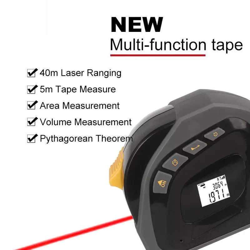 3 in 1 Laser Plus Tape Measure High Precision Multi-Function Measuring Tool Laser Tape