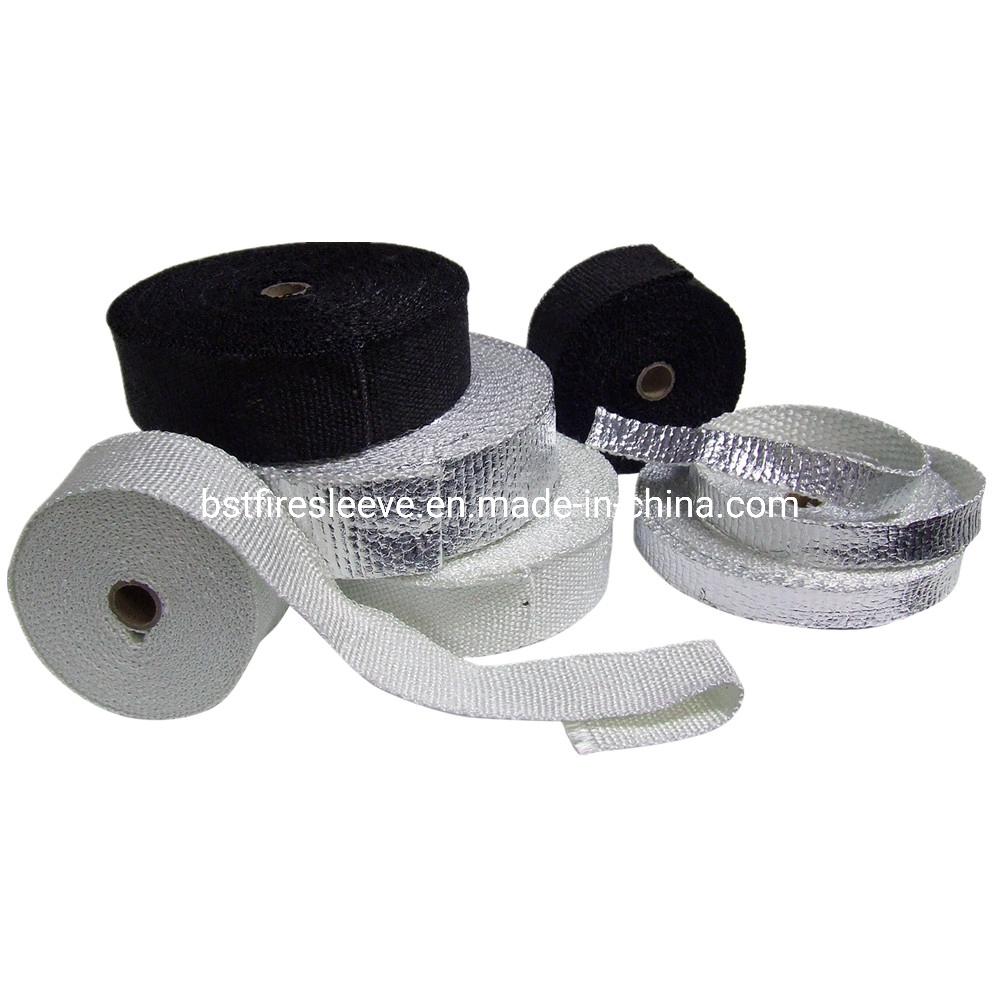 China Manufacturer Automotive Muffler Exhaust Pipe Bandage Wrap Tape Industry Hose Fireproof High Temperature Woven Glass Fibre Exhaust Lagging