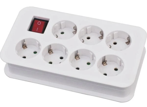 Power Strip 3-Outlet European Surge Protector with Child Protector, Earthing Protection Custom Long Power Cords