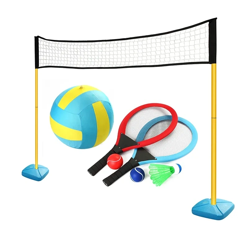 Hot Sale 3 in 1mini Portable Beach Tennis Set Kids Sports Game with Badminton Volleyball for Children