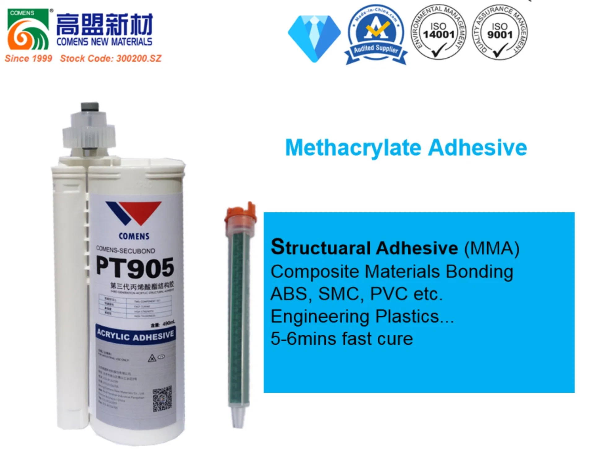 Good Adhesion Two Component Acrylic (MMA) Adhesive for Panel to Frame Bonding (PT905)