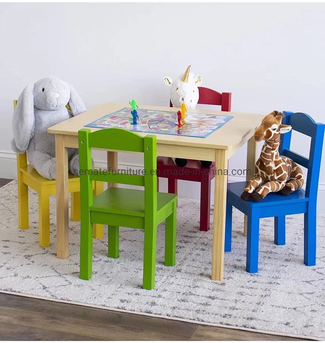 Factory Wholesale/Supplier Custom Kids Furniture Wooden Kids Play Learning Table and 2 Chairs Set