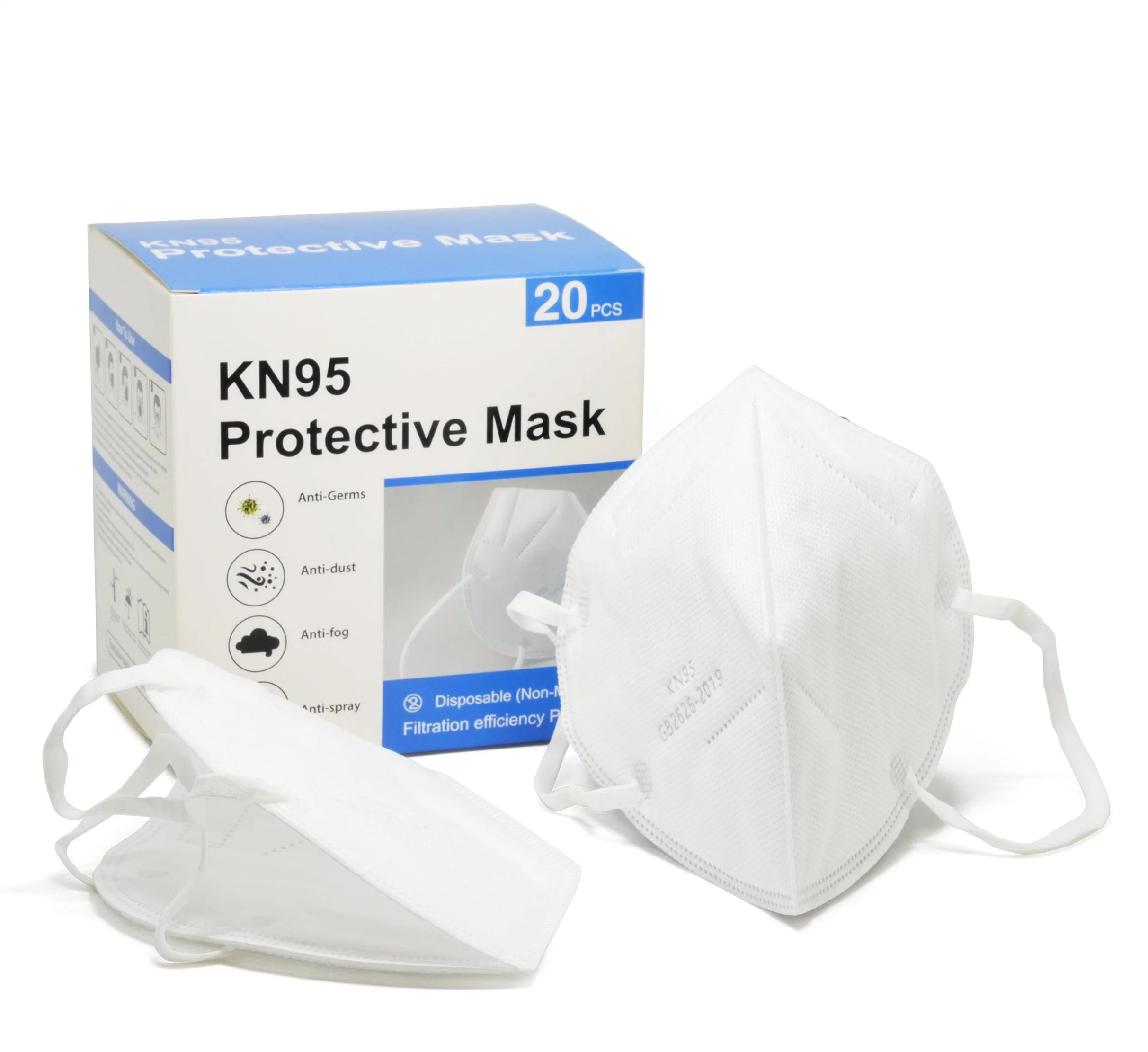 Comfortable and Efficient KN95 Face Mask with Elastic Earloop and Nose Bridge Clip