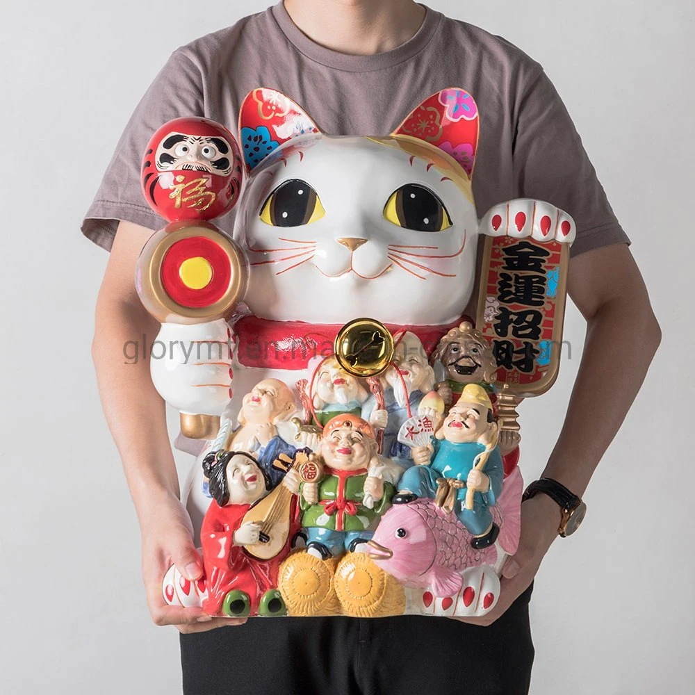 Chinese Traditional Display Facai Cat with Custom Poly Resin Material